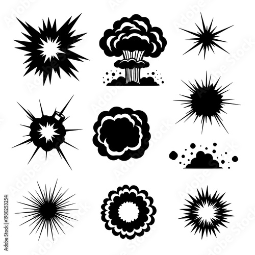 Modern Explosion Sparkle Effects Vector Icons Set for Designers