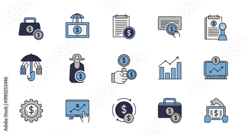 Business finance icons and symbols.