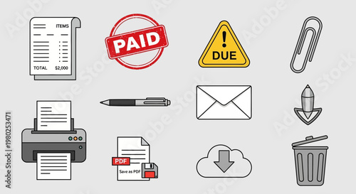 Business Office Icons and Symbols.