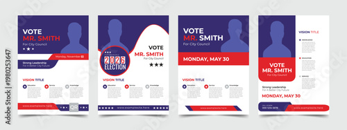 Modern Political Campaign Flyer Poster Template for City Council Election.