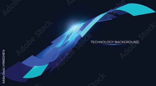 Dynamic blue and green wave data transmission with flowing luminous squares grids simulating moving streams. Surging waves for  fintech, tech. Ui, Ux, design IT, technology. Futuristic background
