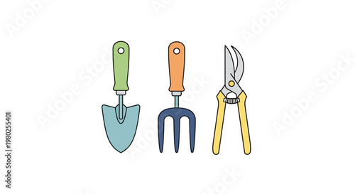 Gardening tools for yard work outside.