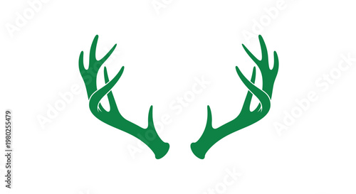 Green Antlers Deer Horns Isolated.