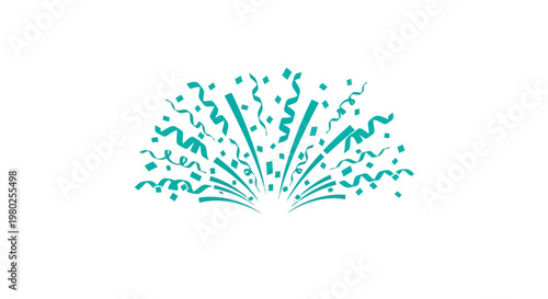 Green confetti exploding in air.