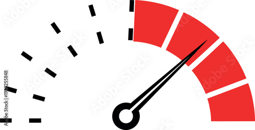 Speedometer gauge silhouette isolated on transparent background velocity indicator