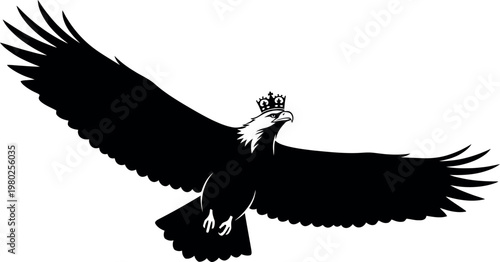 Majestic eagle silhouette in flight isolated on transparent background