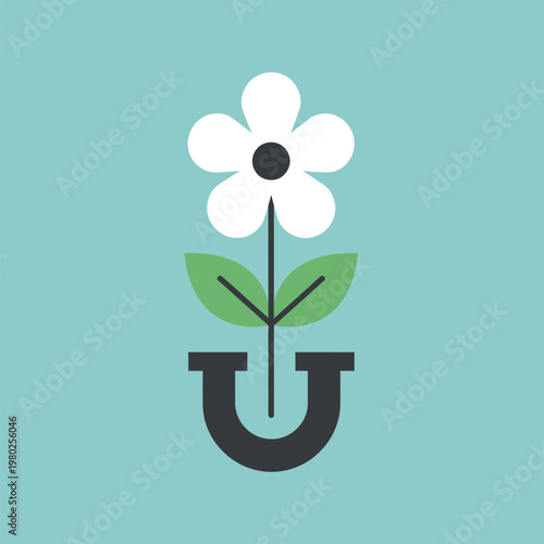 White flower silhouette isolated on transparent background minimalist botanical illustration
