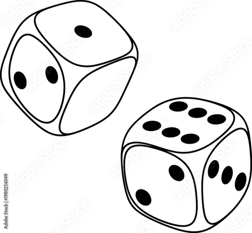 Dice silhouette two isolated dice on transparent background game and chance concept