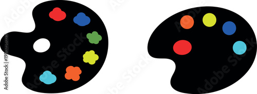 Artist palette silhouette isolated on transparent background colorful paint splashes