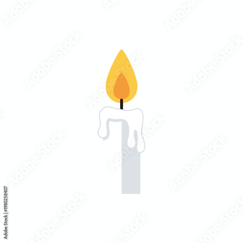 Minimalist Illustration of a Lit Candle with Melting Wax