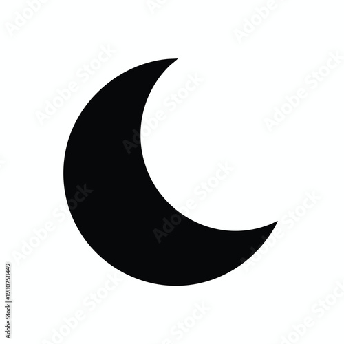 Minimalist Black Crescent Moon Illustration for Night Sky and Skywatching Themes