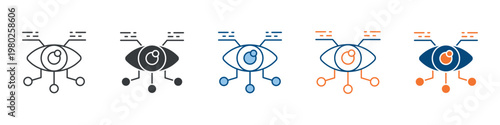 Bionic Eye Icon Set Multiple Style Collection