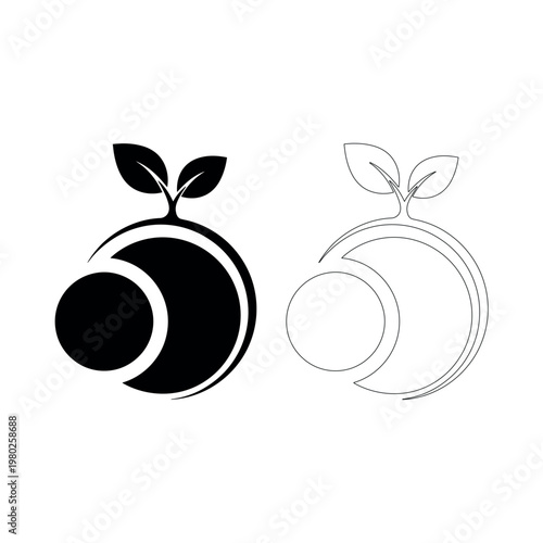 Abstract plant sprout and circle icons Keywords: plant, sprout, leaf, growth, nature, organic