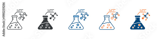 Chemical Synthesis Icon Set Multiple Style Collection