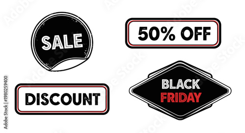 Black Friday sale discount labels 3.