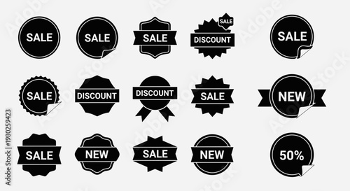 Black Friday sale discount labels.