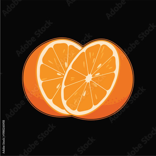 Pixel Art Orange Slices Isolated On Black Background Vector Design