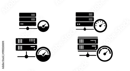 Multiple IT servers with clock and update symbols representing data backup, maintenance, and time-based information processing.