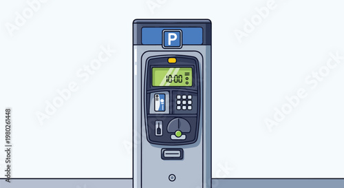 Pixel Art Parking Meter Isolated On Light Blue Background Vector
