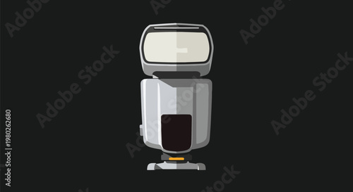 Pixel Art Style Camera Flash Isolated Object On Dark Background