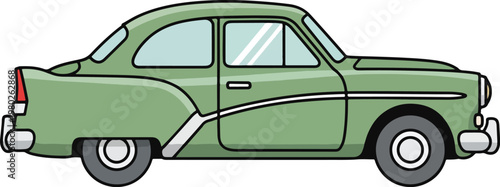 Retro Green Pixel Art Car Isolated On Transparent Background