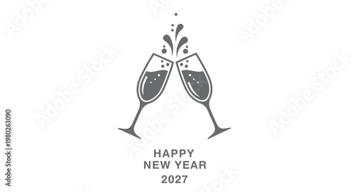 Champagne Glasses Celebrating New Year.