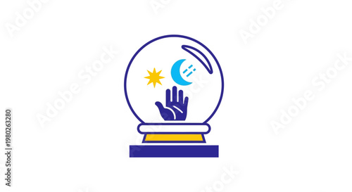 Crystal ball with hand inside.