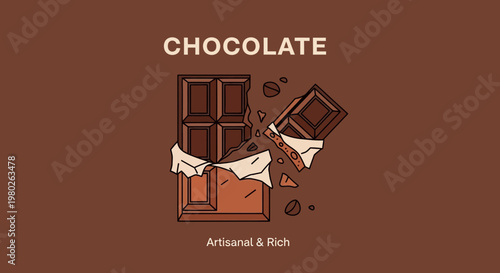 Artisanal Chocolate Bar Broken Pieces Rich Cocoa Dessert Food