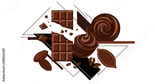 Artistic Chocolate Assortment with Geometric Elements