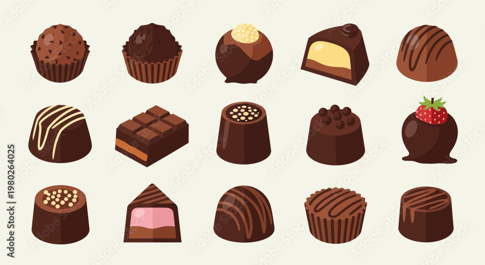 Fototapeta premium Assortment of Delicious Chocolate Candies - Sweet Treats Collection