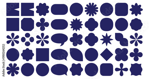 Collection of abstract geometric shapes and figures for design background and decoration.