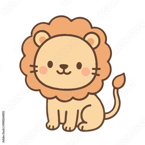Cute kawaii Leo zodiac sign flat vector illustration in pastel colors isolated on white