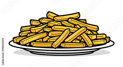 A plate of golden french fries.