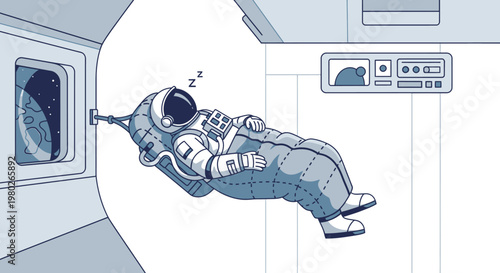 Astronaut Floating in Space Suit.