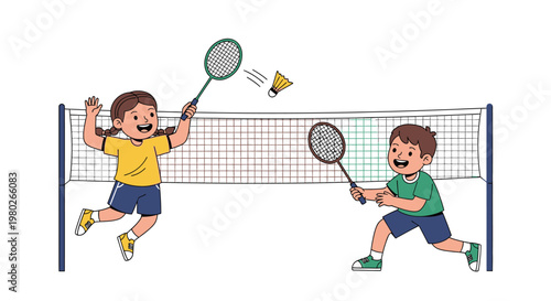 boys playing badminton with rackets.