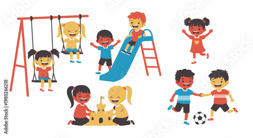 Children playing together outdoors happily.