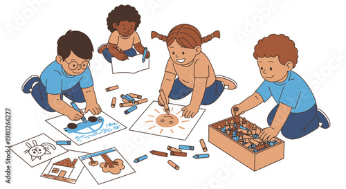 children playing with puzzle pieces.