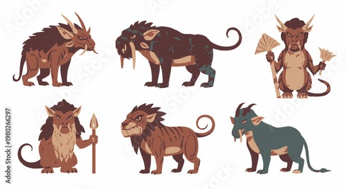 Collection of fantasy creature illustrations.