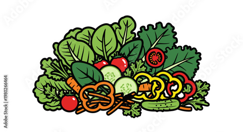 Colorful illustration of fresh vegetables.