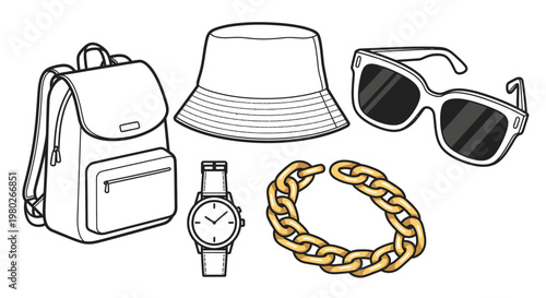 Fashion accessories on a white background.