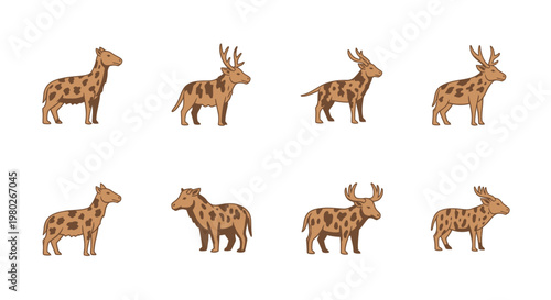 Group of spotted deer standing together.