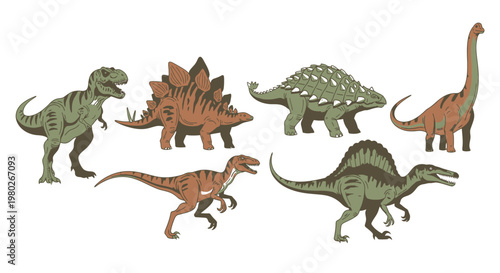 Group of toy dinosaurs standing together 6.