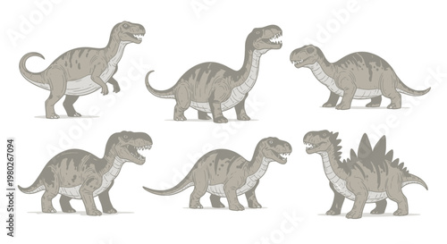 Group of toy dinosaurs standing together 5.