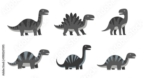 Group of toy dinosaurs standing together 4.