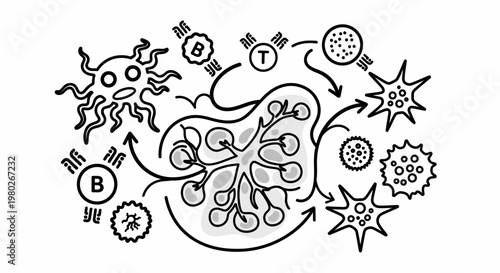 Immune system cells and response.