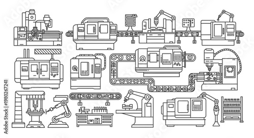 Industrial factory assembly line machines.