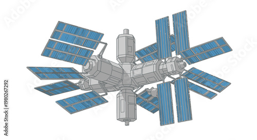 International Space Station Satellite Orbiting Earth.