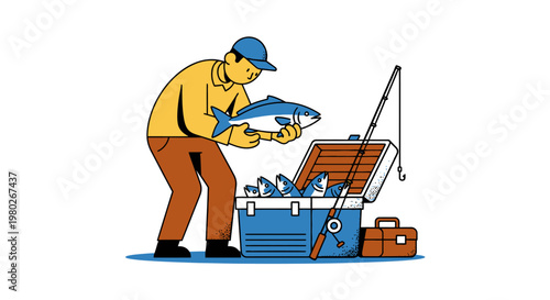 Man holding a big fish outside.