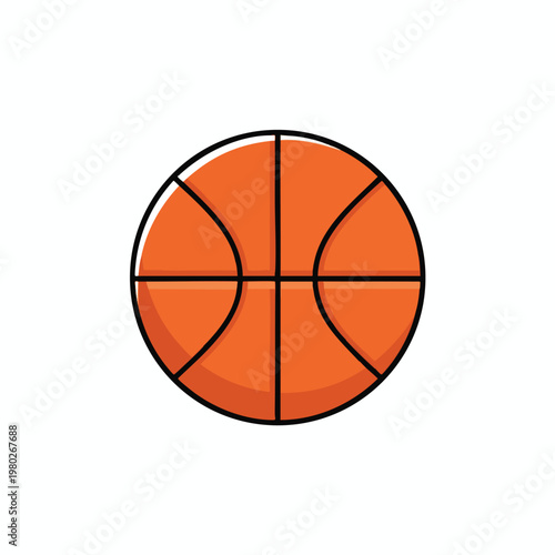 Close Up of a Bright Orange Basketball with Black Lines on a White Background
