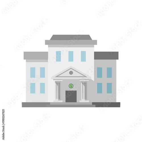 Modern Corporate Office Building with Large Windows and Entrance